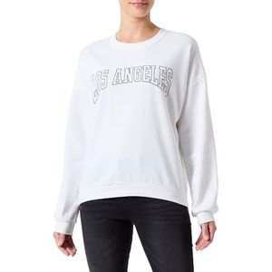 PIECES Pcfreya Ls Oversize Sweat, Helder Wit/Print: zwart, M