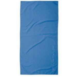 TOM TAILOR fitnessdoek, 50 x 100 cm, 80% polyester, 20% polyamide/microvezel, met fijne stiksels en logo in reliëf, Sports Towel blauw (Cool Blue)
