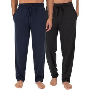 Fruit of the Loom Men's Extended Sizes Jersey Knit Sleep Pant (2-Pack), Black/Navy, X-Large