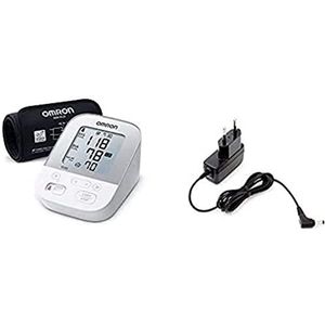 OMRON X4 Slimme Bovenarm Bloeddrukmeter voor Thuis - Bloeddrukmeter, compatibel met smartphone & OMRON Healthcare 9546045-8 Universele voedingsadapter (HHP-CM01),5.5cm x 9.7cm x 7.5cm,Zwart,