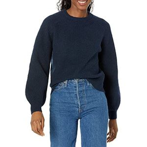Amazon Essentials Dames trui met ronde hals en ribben, marineblauw, klein
