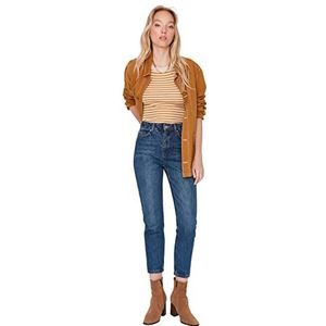 Trendyol Vrouwen Hoge Taille Skinny fit Mom Jeans, marineblauw, 68