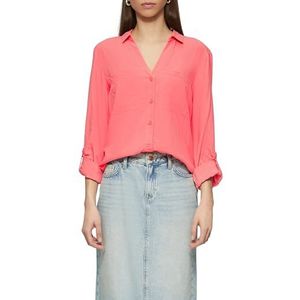 Q/S designed by - Overhemdblouse - Coral red - Met Turn-upmouwen