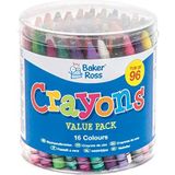 Baker Ross AV257 Chunky Wax Crayons-Pack van 96, Value Tub of Kids Arts and Crafts School klas benodigdheden, gesorteerd