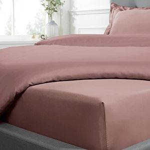 Sleepdown Hoeslaken 100% katoensatijn, zacht, gezellig, 25 cm diep, 300-draadtelling luxe beddengoed beddengoed beddengoed - Blush Pink - Eenpersoons, 5056242825906
