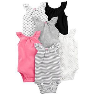 Simple Joys by Carter's baby-meisjes 6-pack BodysuitBodysuit met korte mouwen, Veelkleurig/Stippen/Harten, 0-3 Maanden