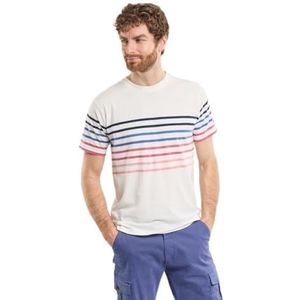 Armor Lux Lichtgewicht katoenen gestreepte T-shirt met korte mouwen voor heren, Milk/Multicol E25, L