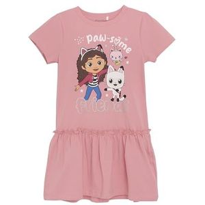 MINYMO Jurk met korte mouwen met Gabby's Dollhouse-print, roze, 98 cm