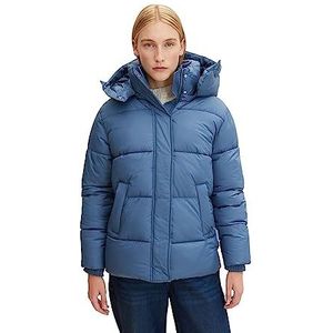 TOM TAILOR Dames Bufferjas met capuchon 1032483, 10904 - Stormy Sea Blue, XL