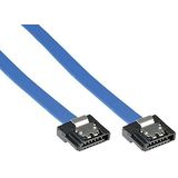 InLine 21236 SATA-kabel III 6GB/s, SATA naar SATA, 0.3M, bass profiel, kliksluiting blauw