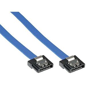 InLine 21236 SATA-kabel III 6GB/s, SATA naar SATA, 0.3M, bass profiel, kliksluiting blauw