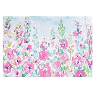 Vacchetti tapijt van stof met bloemen, rechthoekig, meerkleurig, middelgroot