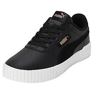 PUMA Carina 2.0 Logobsession Sneaker voor dames, Puma Zwart Puma Goud Puma Wit, 41 EU