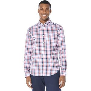 Nautica Mannen Rimpelbestendig lange mouw knop Front Shirt - rood - XL