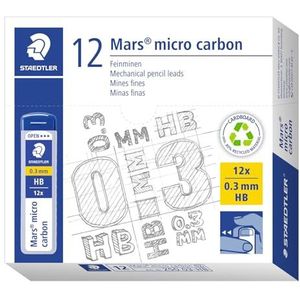 STAEDTLER 250 03-HB Mars Micro Refill Leads voor Mechanische Potloden - HB, 0.3mm (Doos van 12 x Buizen van 12 Leads)