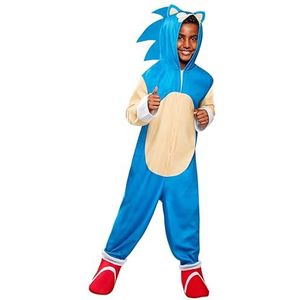Rubies - Klassiek Sonic kostuum voor kinderen, jumpsuit met laarshoes, handschoenen en hoofdaccessoires, officiële Sonic the Hedgehog, carnaval, Kerstmis, verjaardag, feest en Halloween.