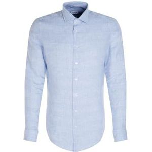 Seidensticker Zakelijk overhemd voor heren, shaped fit, zacht, kent-kraag, lange mouwen, 100% linnen, lichtblauw, 41