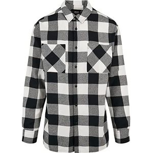 Urban Classics Herenshirt lang oversized, geruit shirt voor mannen, met borstzak, verkrijgbaar in 2 kleuren, maten S - 5XL, zwart/wit, XXL