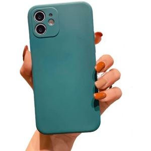 DUDUXI iPhone 12 hoes, siliconen [hoekige randen] en [camerabescherming] Upgrade Phone Case [Schokbestendig] [Valvast], 6,1 inch, verbeterde siliconen [camerabescherming] telefoonhoes, donkergroen