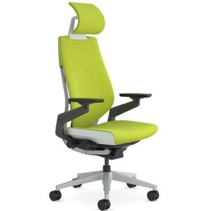 Steelcase Gesture Ergonomische Bureaustoel met 360° Armleuningen, 3D Live Rug Lendensteun, Verstelbare Hoofdsteun Citrine green