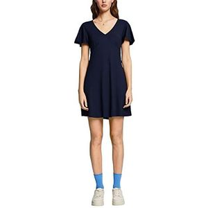 ESPRIT Jerseyjurk met trechtermouwen, Donkerblauw, M