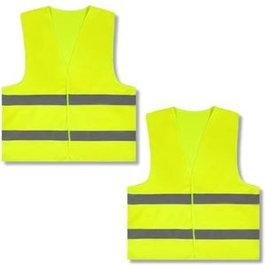 - Set van 2 gele veiligheidsvesten - Universele maat, reflecterend veiligheidsvest, CE-norm, ideaal voor fietsen, joggen, weg- en buitenwerk - 2 stuks