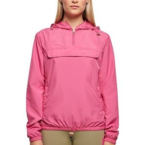 Urban Classics winddichte jas voor dames, kangoeroezak, elastische manchetten, capuchon en tailleband met trekkoord, kraag met ritssluiting, 100% polyester, vintage blauw, maat, Roze, XXL