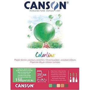 Canson ColorlineA4 Blok, 150 g/m², verschillende kleuren, crèmekleurig/groen/bruin