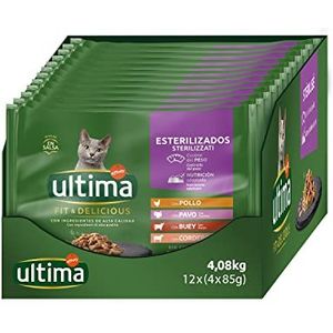 Ultima Natvoer voor katten met vleessoorten - 4 x 85 g x 12 (4,08 kg) - 4080 g