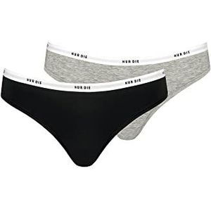 Nur Die Soft Slip 2-pack van katoen meerkleurig sportieve onderbroeken dames, grijs/zwart, 40/42 NL