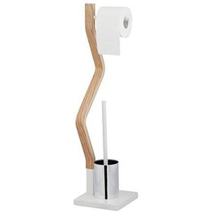 Relaxdays toiletbutler staand - toiletrolhouder - wc garnituur - toiletborstel - hout wit