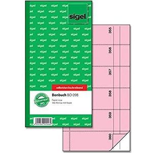 SIGEL BO098 Bonbuch, 360 sloop roze, 10,5 x 20 cm, 2 x 60 vellen, zelfdoorschrijvend