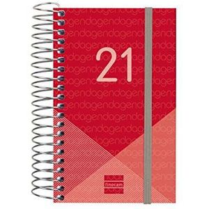 Finocam - Kalender 2021 1 dag pagina spiraal jaar rood Spaans, mini - E3-79x127 mm