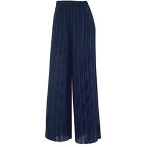 Lock and Love LL WB1795 Womens Casual High Waisted Pleated Wide Leg Palazzo Pants Trousers with Elastic Waist Band S Navy
