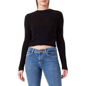 Trendyol Dames rechte lange mouwen slanke sweater, zwart, L