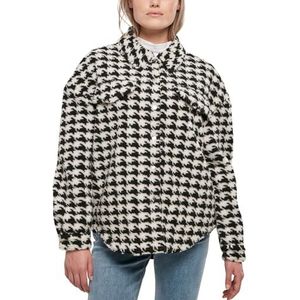 Urban Classics Vrouwen Dames AOP Sherpa Overhemd Shirt, blackhoundstooth, XL, blackhoundstooth, XL