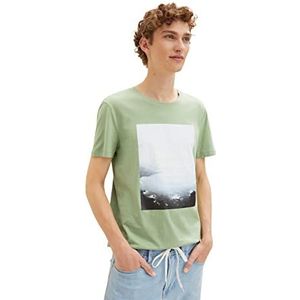 TOM TAILOR Denim Uomini T-shirt met print 1033038, 29768 - Cold Green, XS