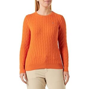 GANT Dames Stretch Katoen Cable C-Neck Trui, Pompoen Oranje, Standaard, pompoen oranje, S