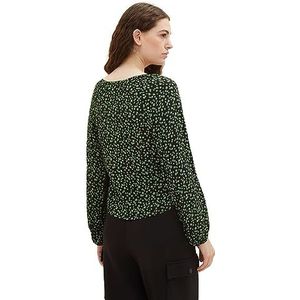TOM TAILOR Denim Damesblouse met bloemenpatroon, 32433-zwart groene bloemenprint, L