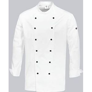 BP 1504-684 Herenkookjack met bijgeleverde borstzak van gemengd weefsel met stretch-deel, wit, maat XL