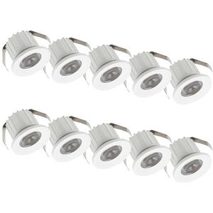 SIGMALED LIGHTING - Mini LED inbouwspot - 3W - dimbaar - Koud wit licht 6000K - 300 lumen - Energieklasse A++ - RONDE kleine led downlight - directe aansluiting 220V / 230V AC - 10 stuks (5 doos à 2 stuks)