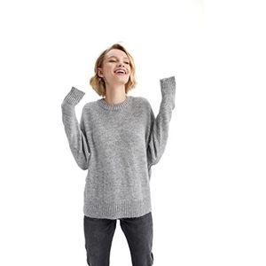 DeFacto Trui normale pasvorm voor dames - coltrui trui voor dames (Grey Melange, 3XL), gemengd grijs, 3XL