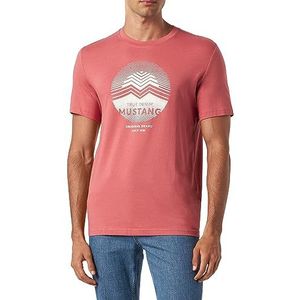 MUSTANG Heren Style Alex C Print T-shirt, Dusty Cedar 8268, S, dusty cedar 8268, S