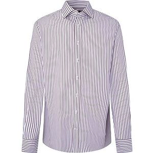 Hackett London BORDEUX POPLIN Stripe Shirt, WHT/Bordeaux, XL