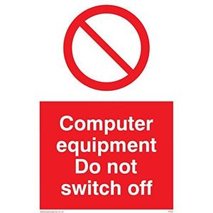 Viking Signs PV52-A6P-3M ""Computer Equipment Do Not Switch Off"" Sign, Kunststof, 3 mm Rigid, 150 mm H x 100 mm W