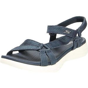 Skechers On-the-go 600 Brilliancy sandalen met enkelbandjes, marineblauwe textielafwerking, 37 EU