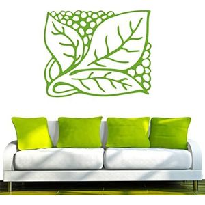 INDIGOS/Muursticker-e153 prachtige bladeren met stijlvolle kullers 96 x 77 cm geelgroen, vinyl, lime groen, 96 x 77 x 1 cm