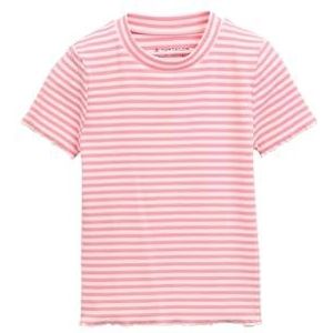TOM TAILOR T-shirt voor meisjes, 37751 - roze gebroken witte streep, 92-98