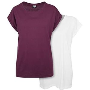 Urban Classics T-shirt voor dames, Wit+Cherry, L