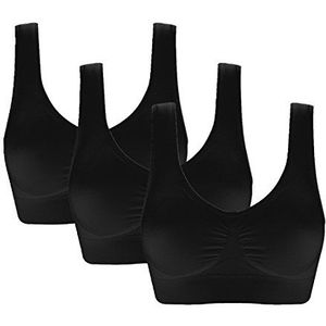 Vermilion Bird Women's 3 Pack Seamless Comfortable Sports Bra with Removable Pads Black XL